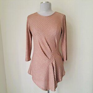 Vince Camuto Women Asymetrical Knit Top 3/4 Sleeve Beige Size Small